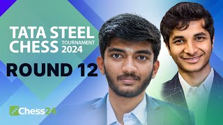 Gukesh v Pragg PreCandidates Faceoff amp Nodirbek v Vidit On Penultimate Day  Tata Steel 2024 Rd 12 [upl. by Petulah]