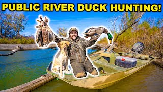 PUBLIC LAND RIVER Duck Hunting on OPENING DAY Catch Clean Cook [upl. by Noscire]