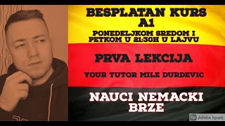 BESPLATAN KURS NEMACKOG A1 NIVO PRVA LEKCIJA [upl. by Akienaj528]