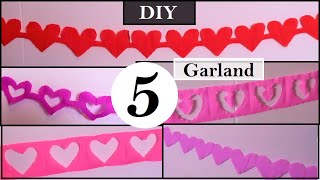 5 Easy Heart Shape Garland Streamers from Crepe Paper  Crepe Paper Decorations For Birthday [upl. by Garson]