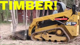 Skidsteer Removing Brush and Trees  Rookie Operator on Skid Steer [upl. by Eriuqs]