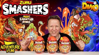 Zuru Smashers Mini Light Up Dino Series 4 TRex Spinosaurus amp Stegosaurus Adventure Fun Toy review [upl. by Aisatsana]