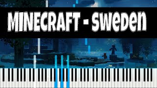 Sweden  Minecraft  EASY Piano Tutorial Midi  Sheet Music [upl. by Launam]