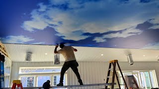 Stretch Ceiling installed Above indoor Pool stretchceiling pool design home [upl. by Marbut]