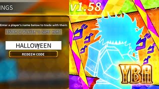 YBA NEW UPDATE NEW CODES HALLOWEEN EVENT SHOWCASE GET CANDY FAST ROBLOX [upl. by Yecaw]