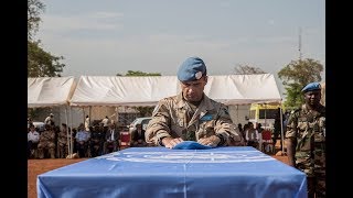 MINUSMA pays tribute to an Egyptian peacekeeper killed in Mali [upl. by Hgielrahc829]