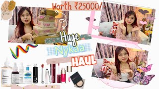 Huge Nykaa Haul Worth ₹25000 Unboxing my dream makeup amp skincare🧴✨ My First YouTube video❤️ [upl. by Py]