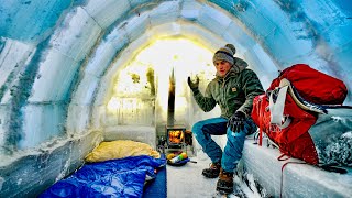 11 Day Ice Igloo Build With Wood Stove At 30°F [upl. by Atikehs]