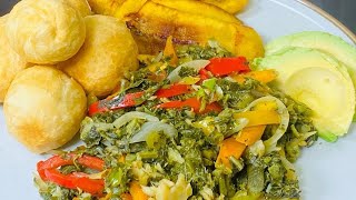 Jamaican Callaloo amp Saltfish Serve With Fry Plantain Fry Dumpling Avocado Happy MothersDay 2021 [upl. by Favin]