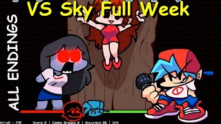 VS Sky Full Week ALL ENDINGS  BOT  Friday Night Funkin Mod [upl. by Neruat547]