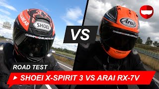 Shoei X Spirit 3 vs Arai RX7V Road Test  ChampionHelmetscom [upl. by Picco541]