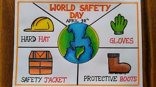 World Safety Day Poster Drawing April 28  World Day for safety and health at work poster drawing [upl. by Blondie819]