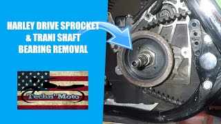 Harley Davidson Drive Sprocket amp Transmission Shaft Bearing Removal Part 4 of 10  Techn Moto [upl. by Inihor493]