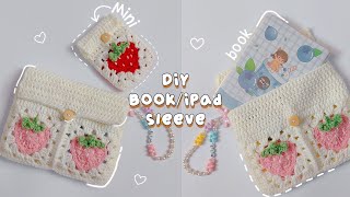 ♡ Crochet BookiPad Sleeve Tutorial  Turn any granny squares into your own book sleeve ♡ [upl. by Thissa292]