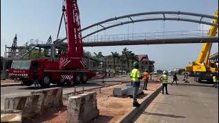 Installation of footbridge in Takoradi to ensure the safety and comfort of pedestrians underway [upl. by Nalced]