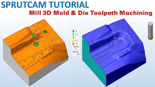 SprutCAM Tutorial 205  SprutCAM Mill 3D Mold amp Die Toolpath [upl. by Ttevy]