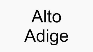 How to pronounce Alto Adige [upl. by Paehpos]