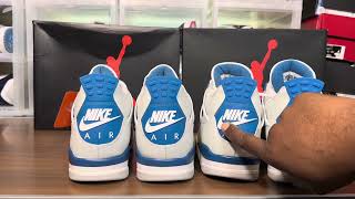 Air Jordan 4 Military Blue 2024 Real Vs Fake Pt2 [upl. by Gazo865]