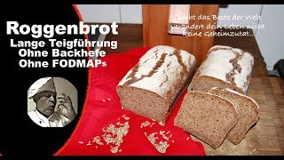 Roggenbrot mit langer Teigführung  Ohne Backhefe Ohne FODMAPs [upl. by Ytsanyd839]