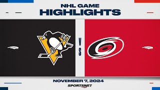 NHL Highlights  Penguins vs Hurricanes  November 7 2024 [upl. by Adahsar]