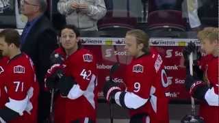 Pens Sens crack up during national anthems 32412 [upl. by Socher]