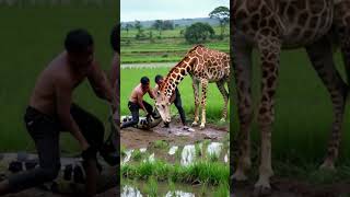 Two men saving giraffe giant python vs giraffe [upl. by Avrit]