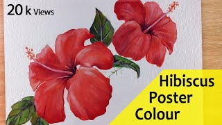 How to Paint Hibiscus Flower Poster Painting tutorial  Easy for Beginners [upl. by Nordgren144]