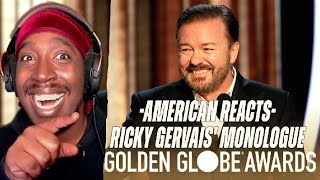 American Reacts To Ricky Gervais Monologue  2020 Golden Globes [upl. by Hnao]