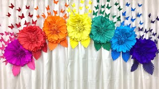 Easy paper flowers birthday decoration at home [upl. by Suiremed]