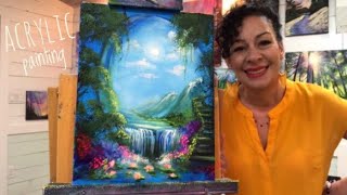 ACRYLIC PAINTING TUTORIAL  FANTASY LANDSCAPE  STEP BY STEP [upl. by Ltsyrk]