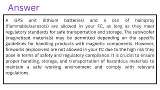 Which of these hazmat products are allowed in your FC [upl. by Sivatnod]