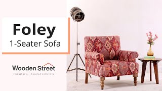 One Seater Sofa Foley 1Seater Sofa Design By Wooden Street [upl. by Lusty]