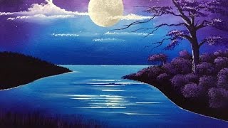 42 acrylic moon over lake [upl. by Gabbert522]