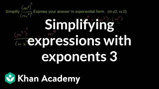 Simplifying expressions with exponents 2  Algebra I  Khan Academy [upl. by Baumann771]