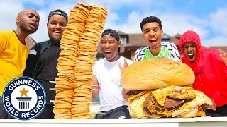 Who Can Make The BIGGEST FOOD Challenge GIANT BURGER [upl. by Elleinahc]