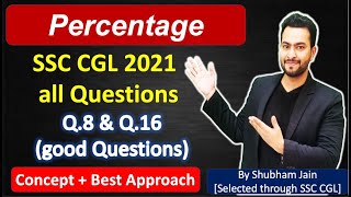 SSC CGL 2021 all Percentage Questions Q8 and Q16 must try [upl. by Limann]