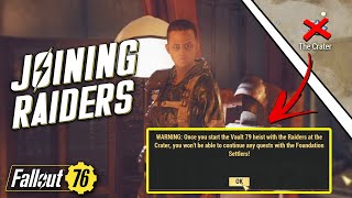 How to Join the Raiders or Settlers Simple Explanation  Fallout 76 Wastelanders [upl. by Eliga]