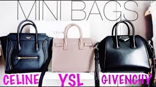 MINI BAG REVIEW Celine Nano vs YSL Sac De Jour vs Givenchy Antigona [upl. by Enymzaj884]