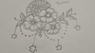 how to make draw wall flower design ruchikaartcreation art artworkruchika flowerdrawing drawing [upl. by Fabi726]