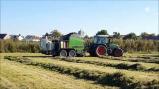 4 Schnitt 2016 Rundballenpressen mit Fendt Vario 412 und Deutz Fahr Varimaster 695 [upl. by Yticilef]