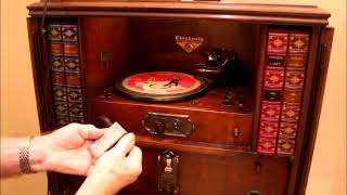 1928 Victor Victrola Electrola VE726X Serial 4336 Playing AM mp3 and Vogue picture disc [upl. by Jacey]