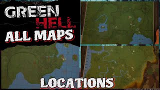 ALL MAPS LOCATIONS Green Hell for consoles  story amp survival mode [upl. by Akilam]