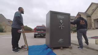 Unloading a Gun Safe from a pickup truck in LantanaTX  Gun Safe Movers [upl. by Nilyak384]