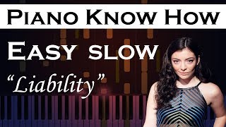 Liability  Lorde  Easy SLOW Piano Tutorial [upl. by Elleirad236]