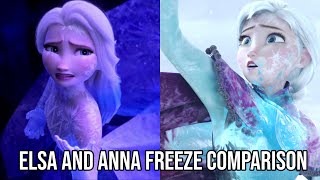 Elsa amp Anna FreezesUnfreezes scene Comparisons❄️ FROZEN amp FROZEN 2 [upl. by Tomlin502]