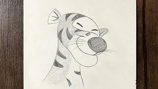 How to draw Tigger from Winnie The Pooh  step by step tutorial  easy cartoon character drawings [upl. by Dublin115]