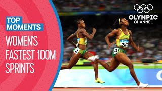 Top 10 Fastest Womens 100m Sprint in Olympic History  Top Moments [upl. by Joktan33]