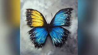 Schmetterling auf Leinwand Spachteltechnik in Acryl und Öl [upl. by Akemahs]