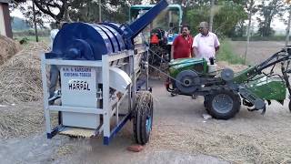 Mini Paddy thresher  Power tiller operated paddy thresher in India [upl. by Aihcropal403]