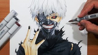 How To Draw Ken Kaneki from Tokyo Ghoul  Step By Step Tutorial [upl. by Barbur]